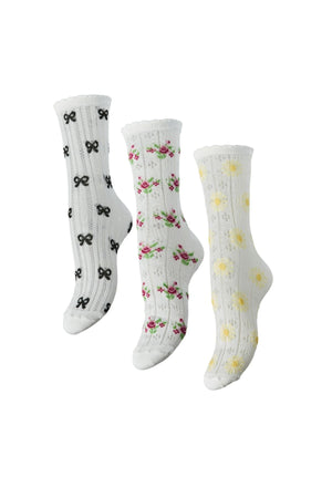 Bella Pointelle Strumpor 3-pack - Cloud Dancer