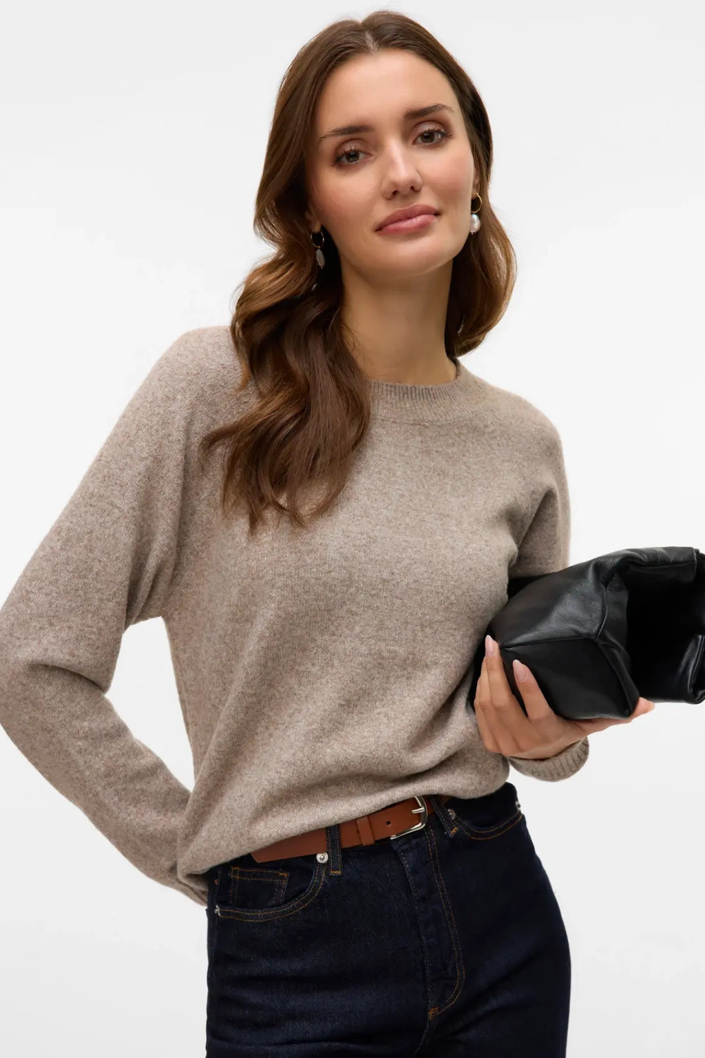 Doffy O-Neck Blus - Moon Rock Melange