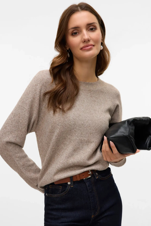 Doffy O-Neck Blus - Moon Rock Melange