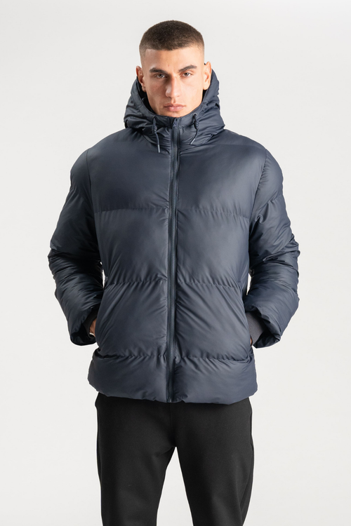 Coated Hooded Jacket - Marinblå