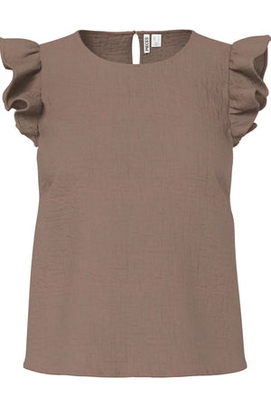 Sastina O-Neck Topp - Coffee Quartz