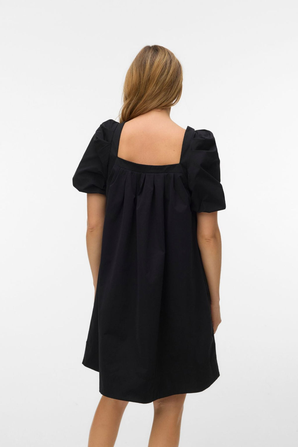 Ann Ss Square Neck Kort Klänning - Svart