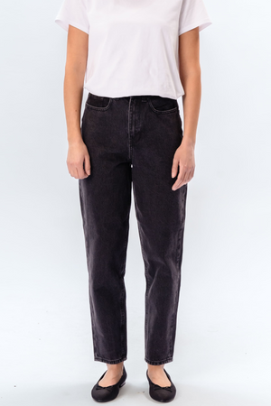 Performance Mom Jeans - Washed Black Denim