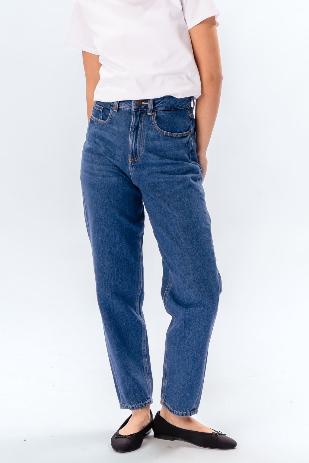 Performance Mom Jeans - Medium Blue Denim