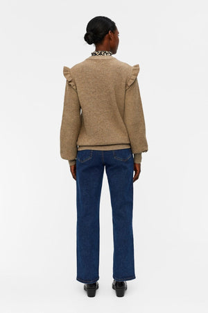 Malena Ruffle Pullover Stickad - Fossil