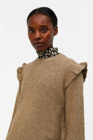 Malena Ruffle Pullover Stickad - Fossil
