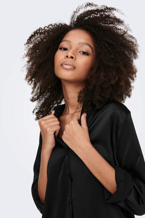 Victoria Satin Skjorta - Svart