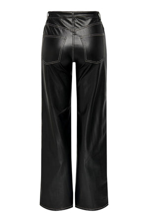 Juicy Wide Faux Leather Byxor - Svart