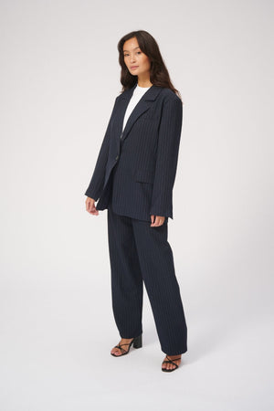 Oversized Kavaj med Kostymbyxor - Paketerbjudanden (Navy Pinstripe)