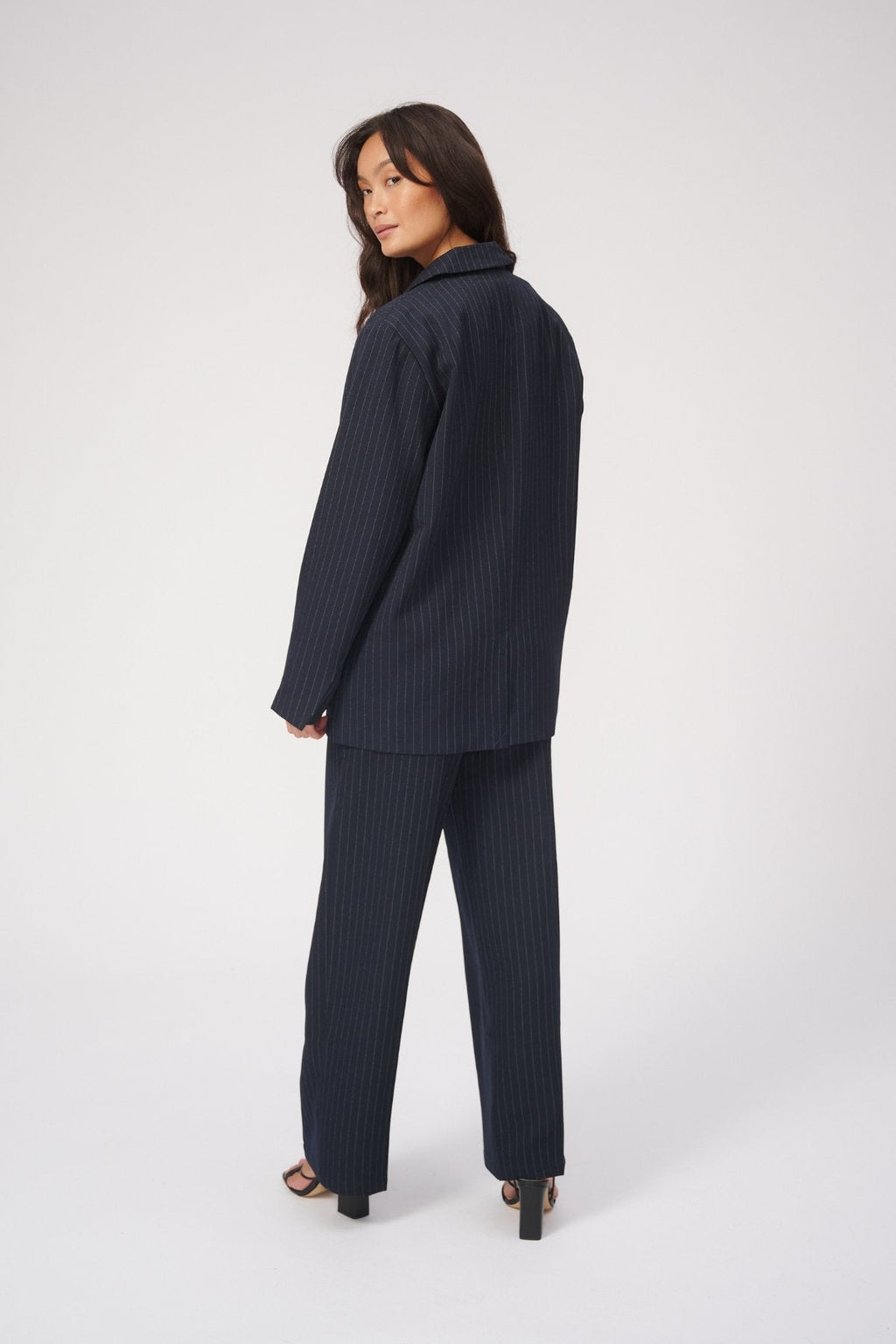 Oversized Kavaj med Kostymbyxor - Paketerbjudanden (Navy Pinstripe)