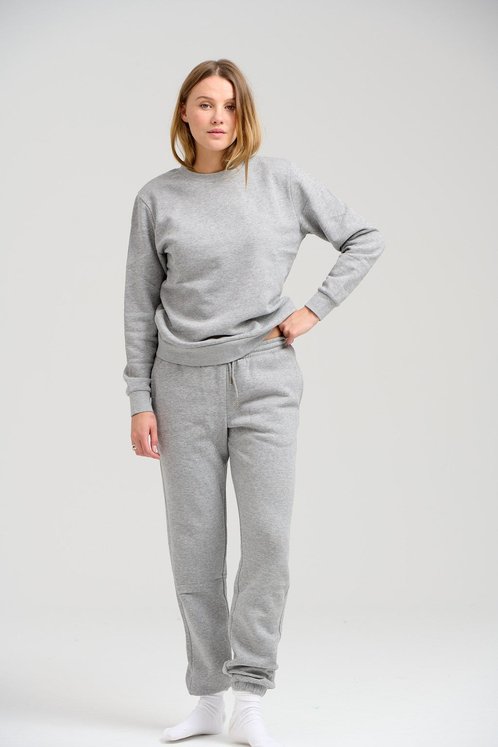Basic Crewneck Sweat - Ljusgrå Melerad