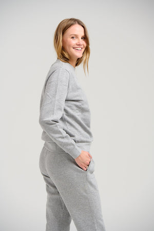 Basic Crewneck Sweat - Ljusgrå Melerad