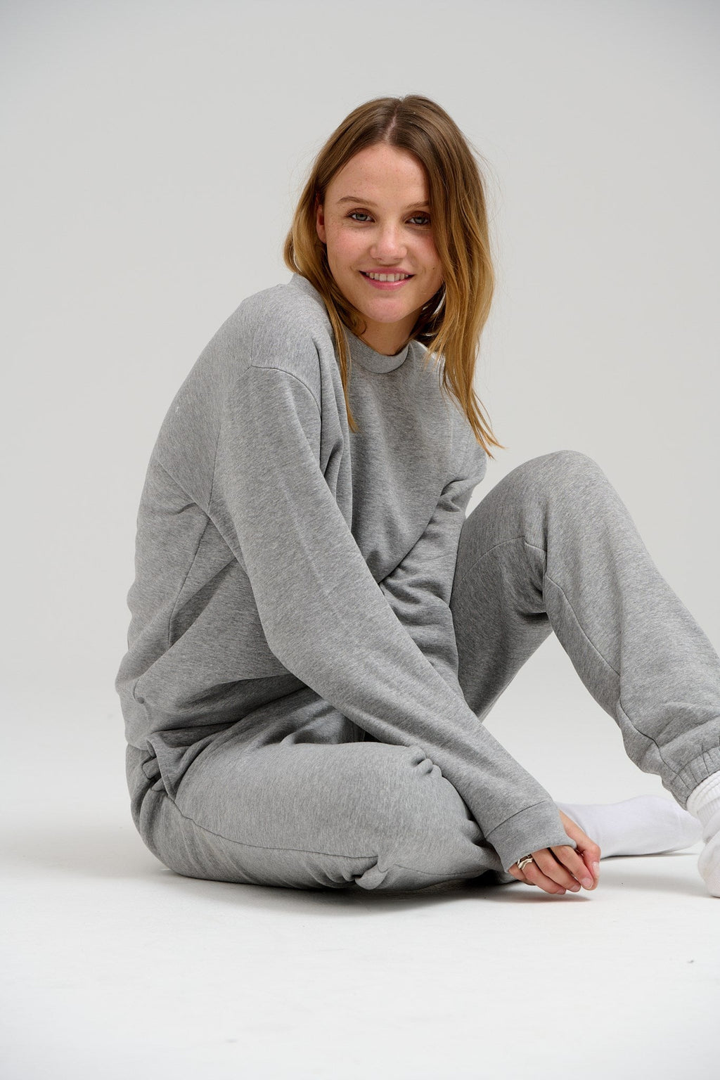 Basic Crewneck Sweat - Ljusgrå Melerad