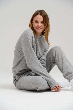 Basic Crewneck Sweat - Ljusgrå Melerad