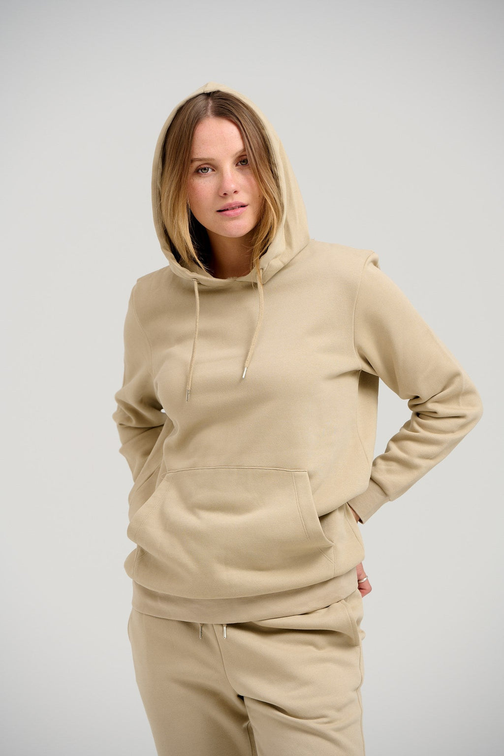 Basic Hoodie Sweat - Mörk Beige