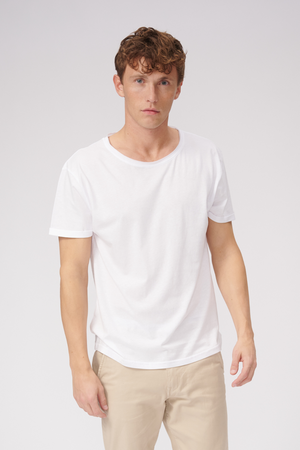 Djup Neck T-shirt - Vit