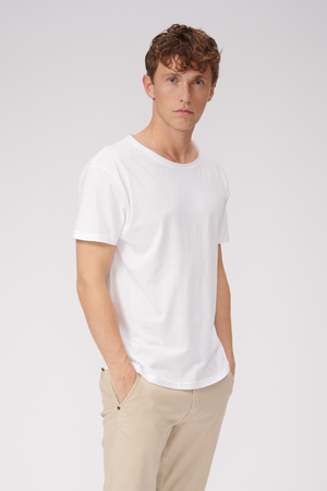 Djup Neck T-shirt - Vit