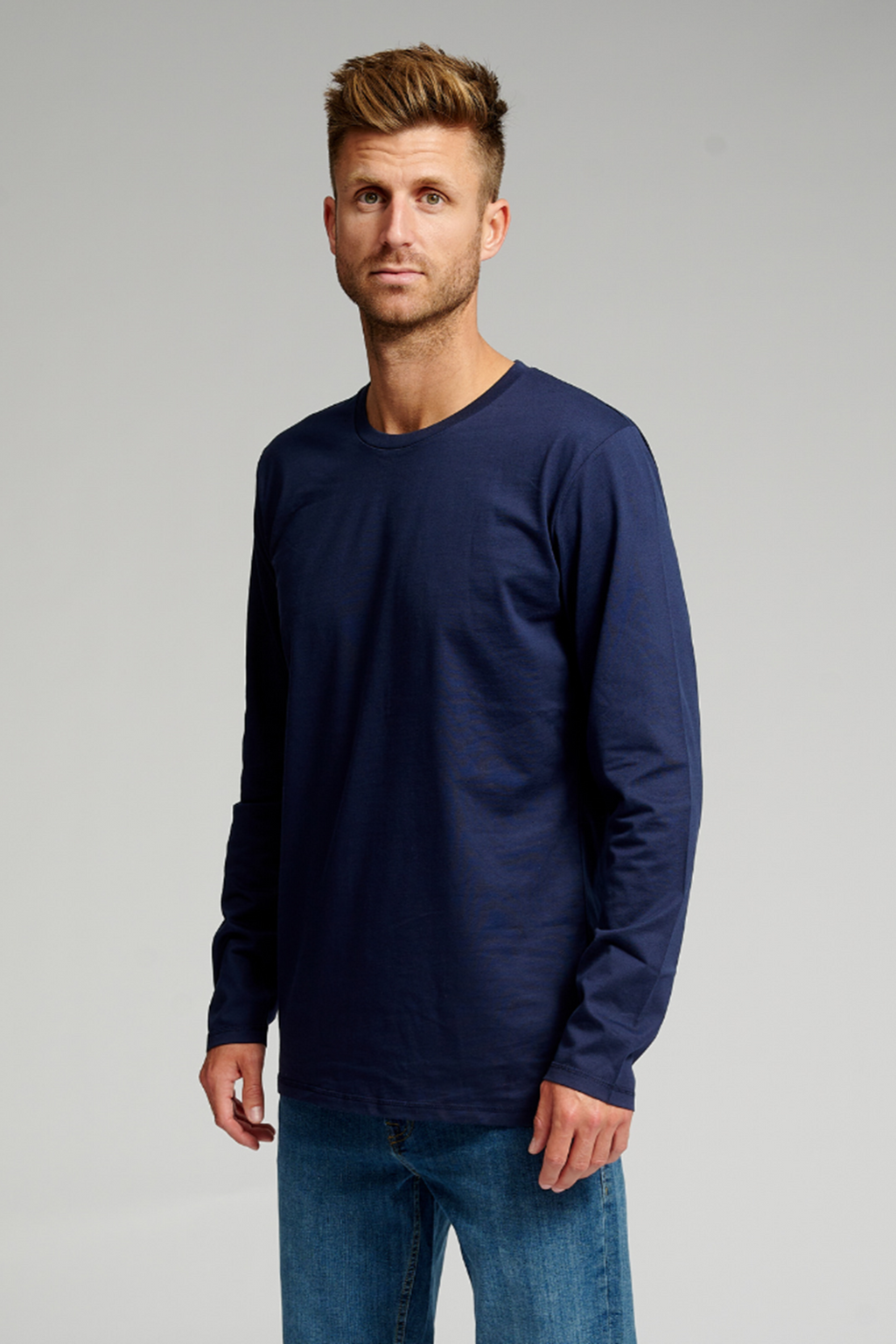 Basic Långärmad  Tee - Marinblå