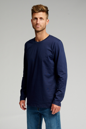 Basic Långärmad  Tee - Marinblå