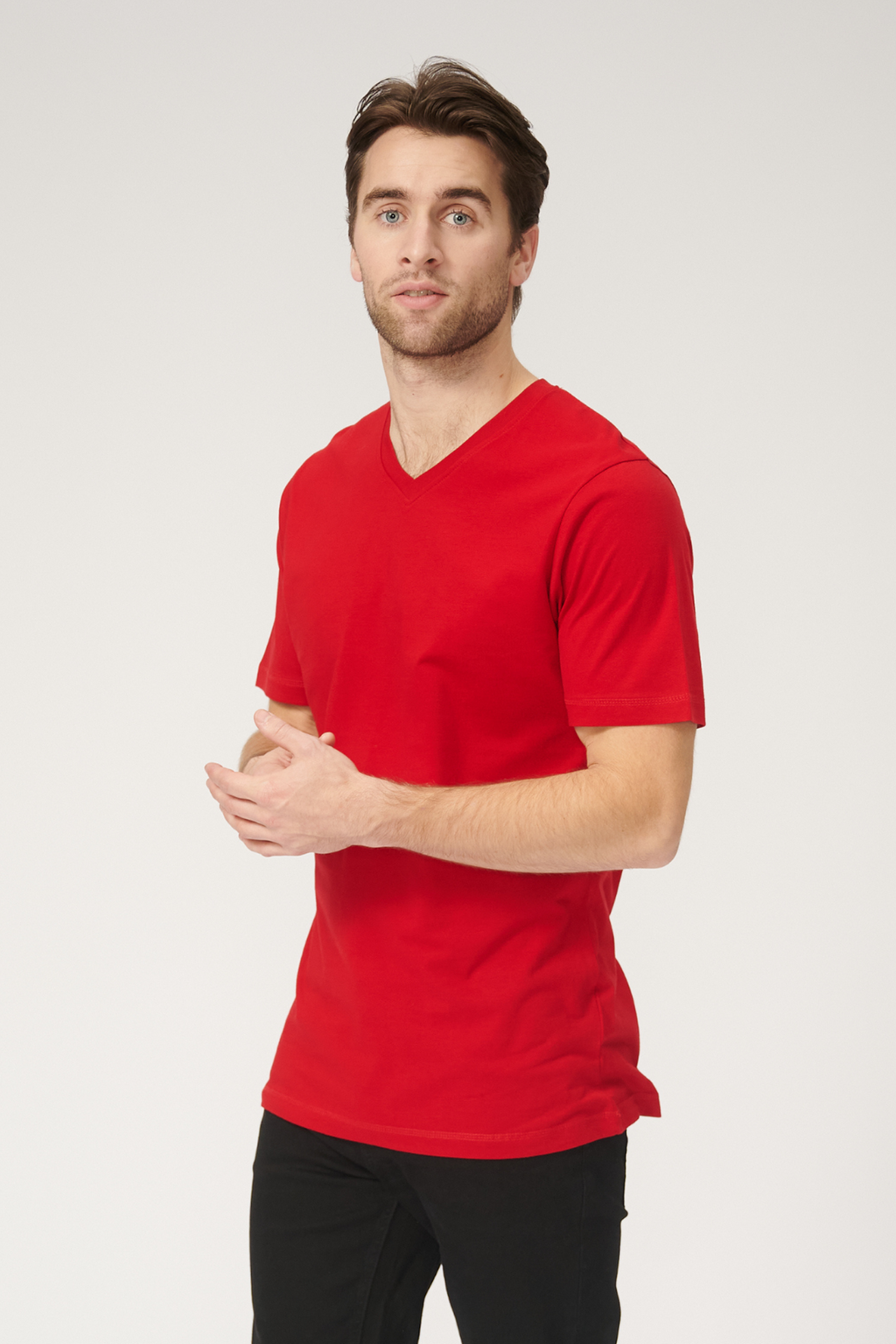 Basic V-neck Tee - Röd