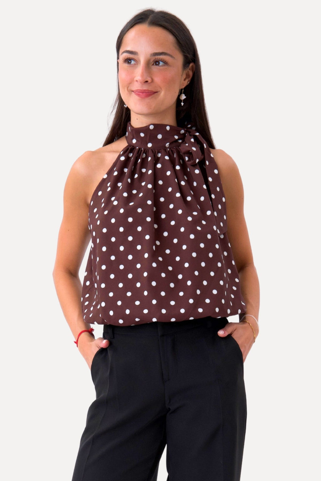 Wilma Topp - Brun/Vita Prickar