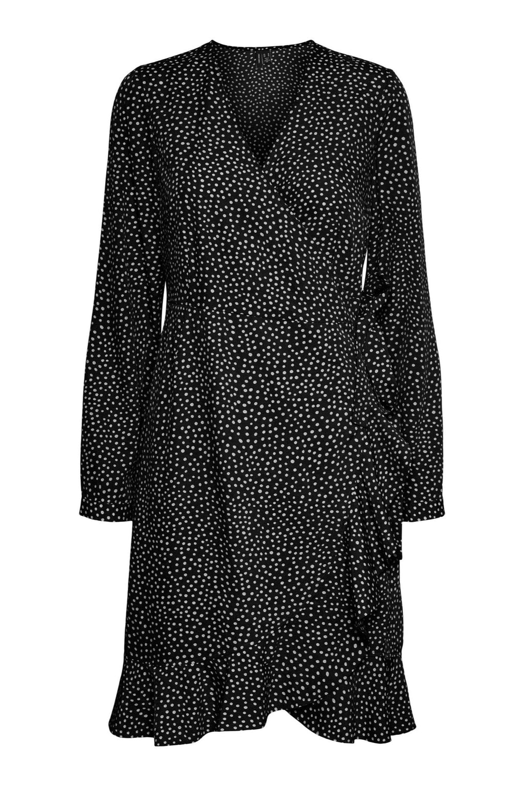 Henna Wrap Frill Klänning - Black/Snow White