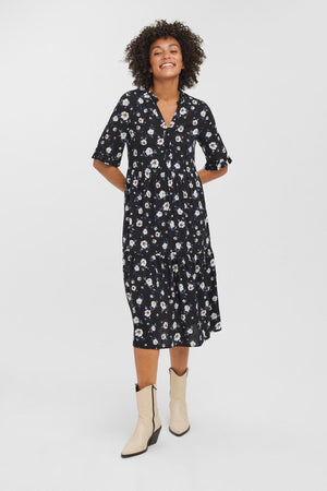 Easy 2/4 Calf Dress - Svart