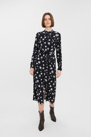 Easy Långärmad Skjortklänning - Svart