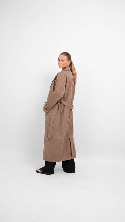 Isabelle Long Trenchcoat - Walnut - ONLY - Brun 2