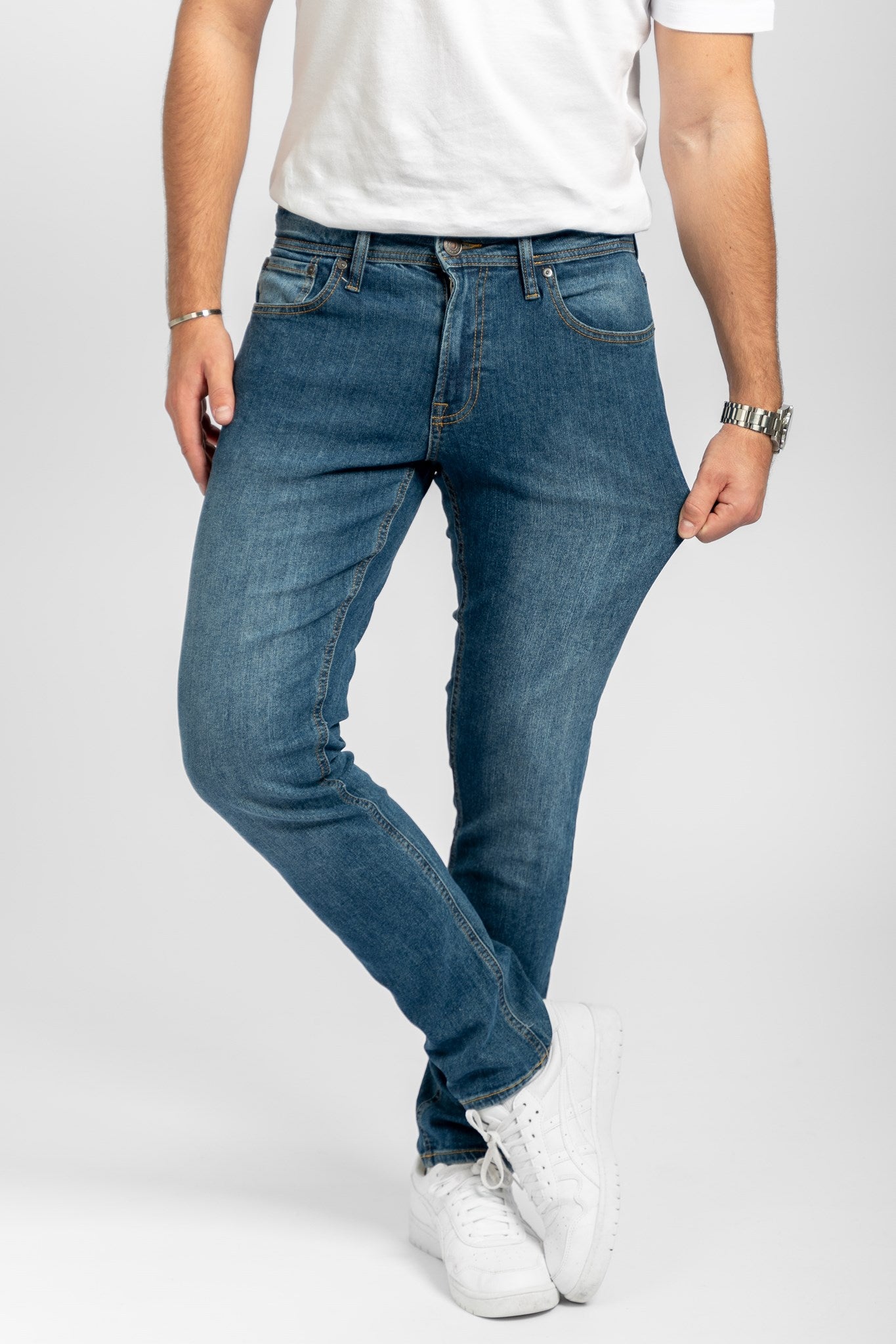 Performance Jeans (Slim) - Medium Blue Denim - TeeShoppen - Blå 2