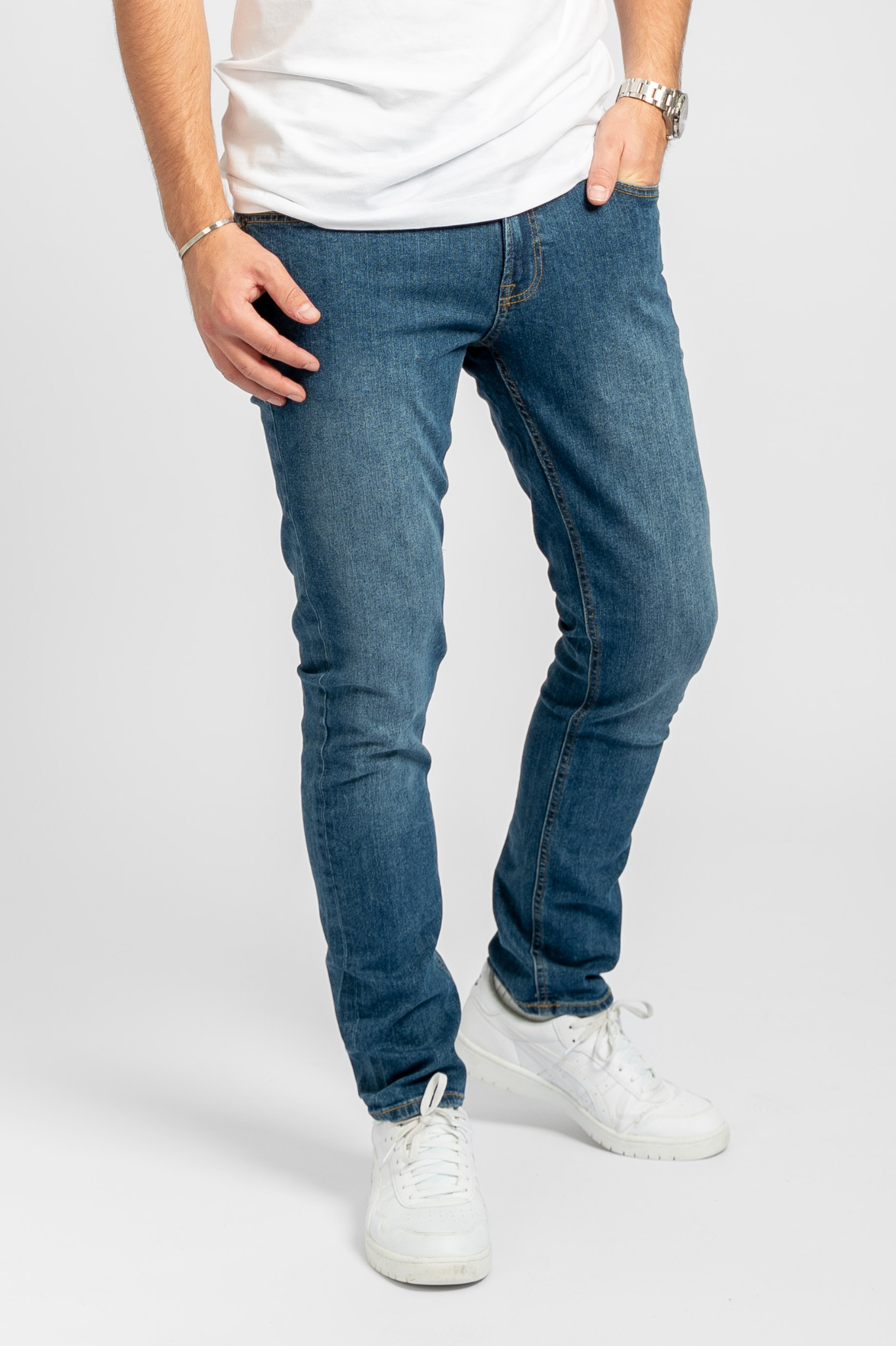 Performance Jeans (Slim) - Medium Blue Denim - TeeShoppen - Blå