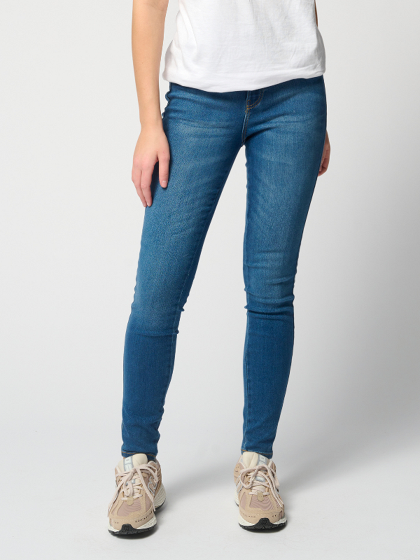 Performance Skinny Jeans - Medium Blue Denim - TeeShoppen - Blå