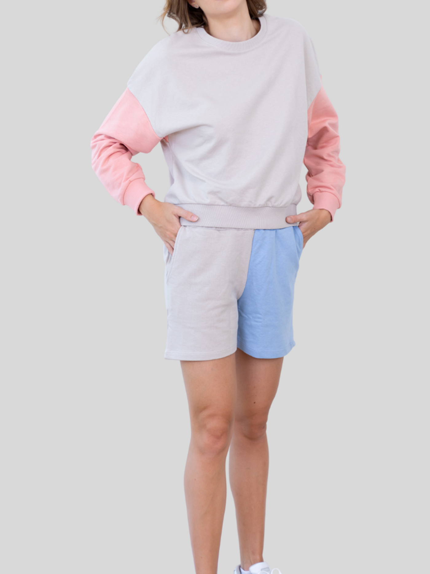 Mera Color Blocks Shorts - Sand-Blå - Jacqueline de Yong - Sand/Beige