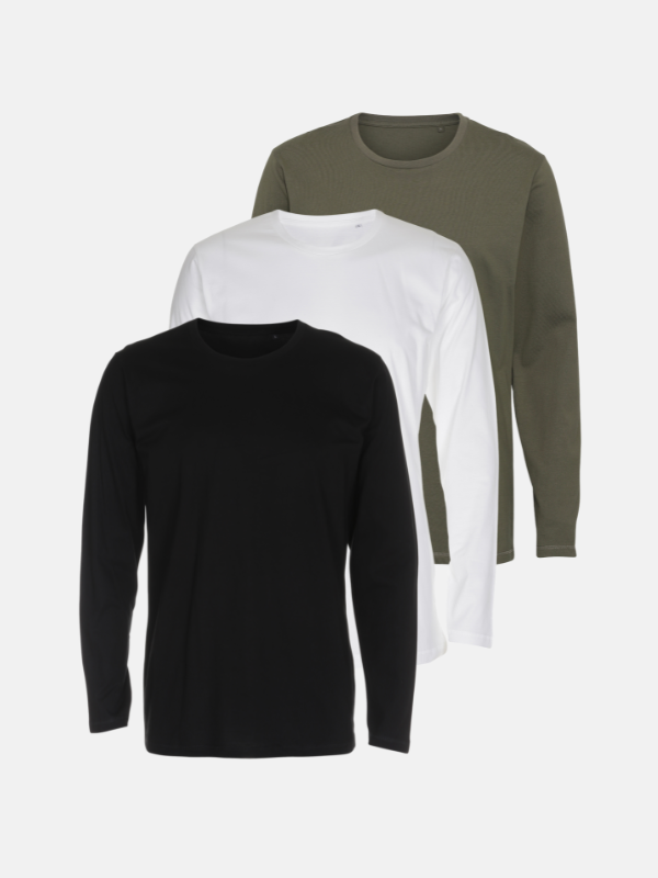Basic Långärmad T-Shirt - Paketerbjudande (3 st)