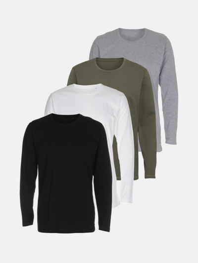 Basic Långärmad T-Shirt - Paketerbjudande (4 st)