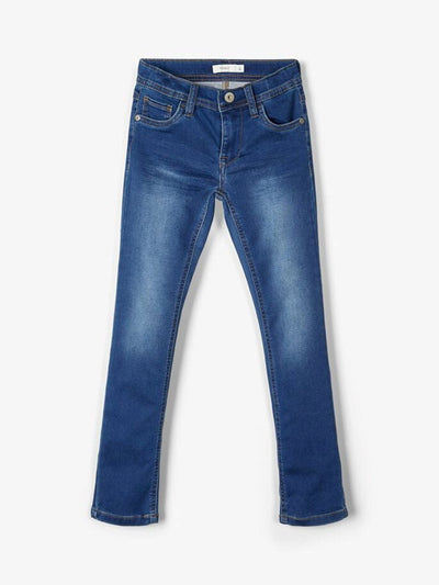Sweat Denim Jeans - Mörkblå Denim - Name It - Vit