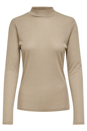 Långärmad  tröja med lurex detaljer - Frostad mandel