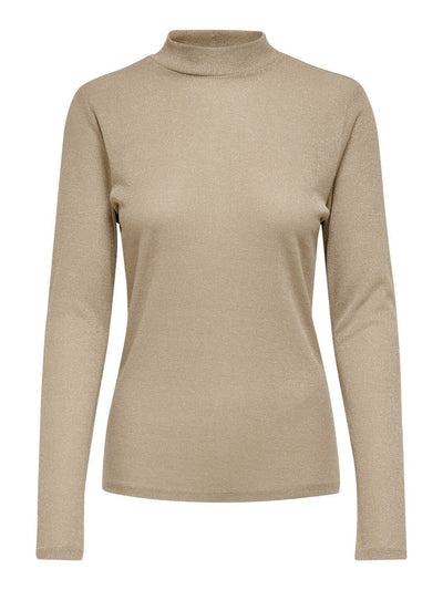 Långärmad  tröja med lurex detaljer - Frostad mandel - ONLY - Brun 2