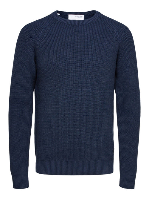 Irven Stickad tröja - Marinblå - Selected Homme - Blå