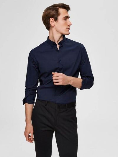Michigan Stretchskjorta - Marinblå - Selected Homme - Blå