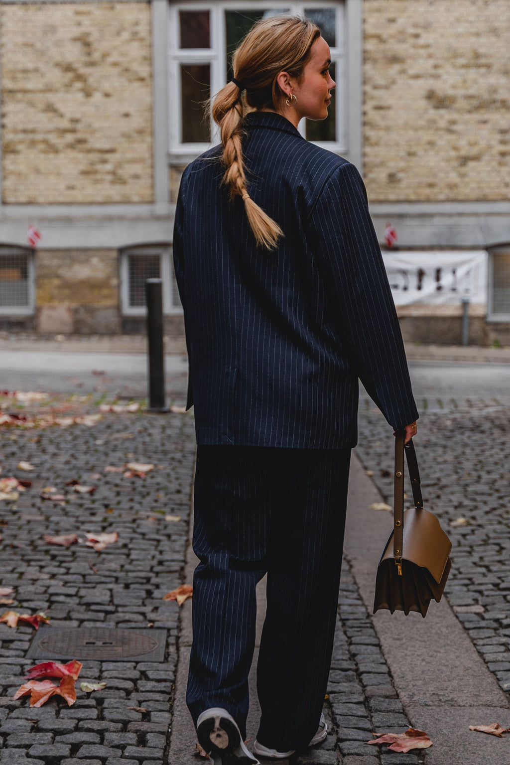 Oversized Kavaj med Kostymbyxor - Paketerbjudanden (Navy Pinstripe)