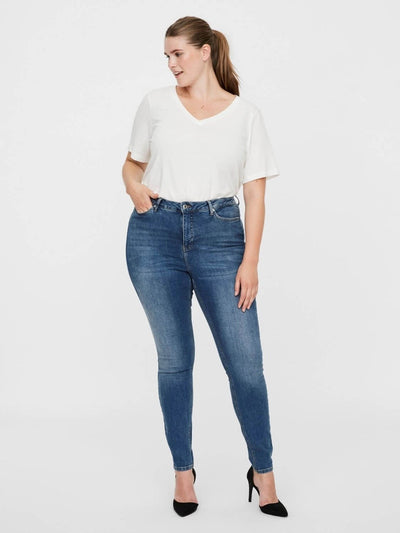 Lora Jeans high waisted (Curve) - Mellanblå denim - Vero Moda Curve - Blå