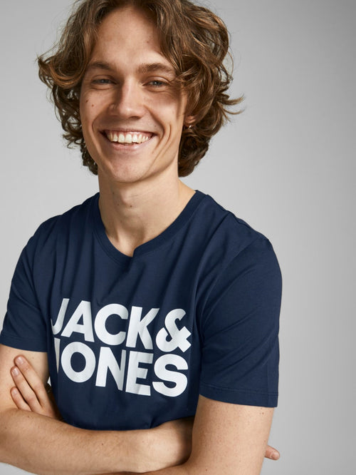 Ecorp Logo Tee O-Neck - Navy blazer - Jack & Jones - Blå