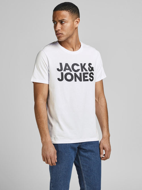 Ecorp Logo Tee O-Neck - Svart - Jack & Jones - Vit