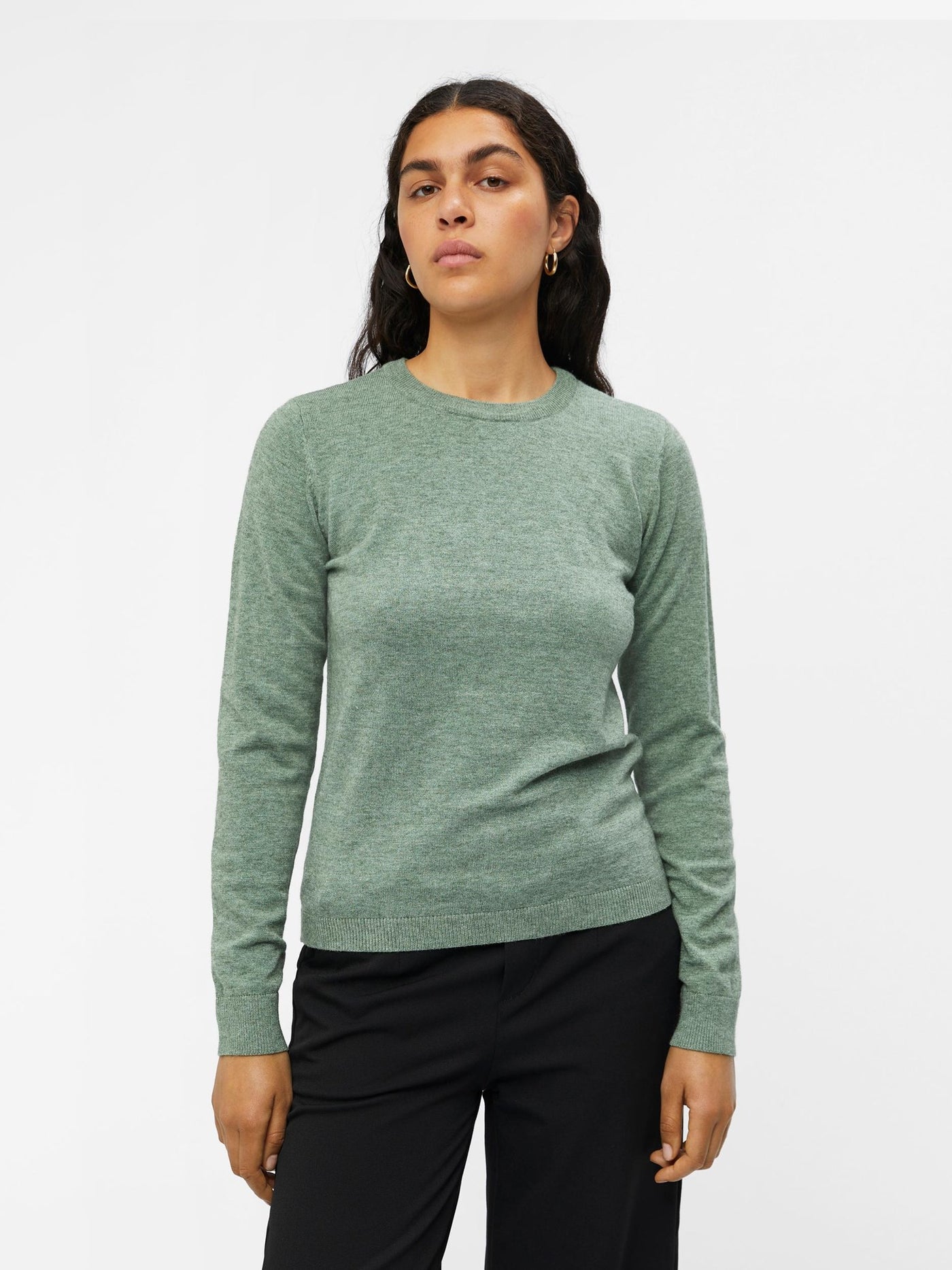 Thess Stickad Pullover - Vineyard Green - Object - Grön