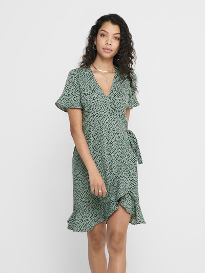Olivia Wrap Dress - Chinois Green - ONLY - Grön 3