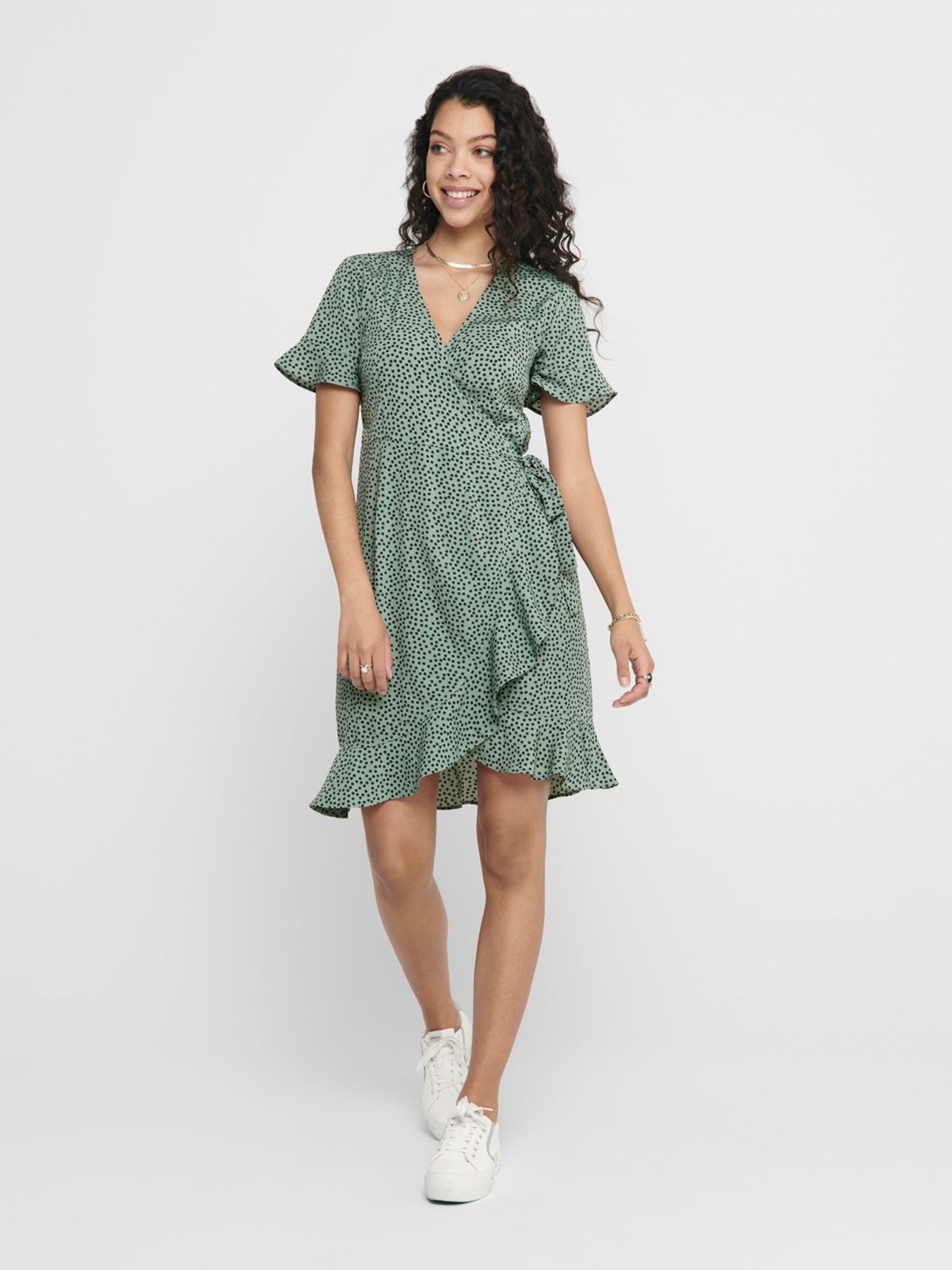 Olivia Wrap Dress - Chinois Green - ONLY - Grön