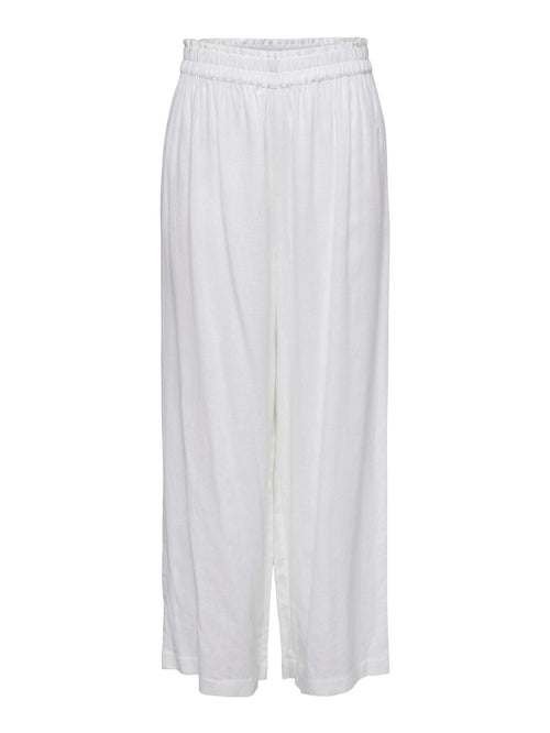 Tokyo Linen Pants - Bright White - ONLY - Vit