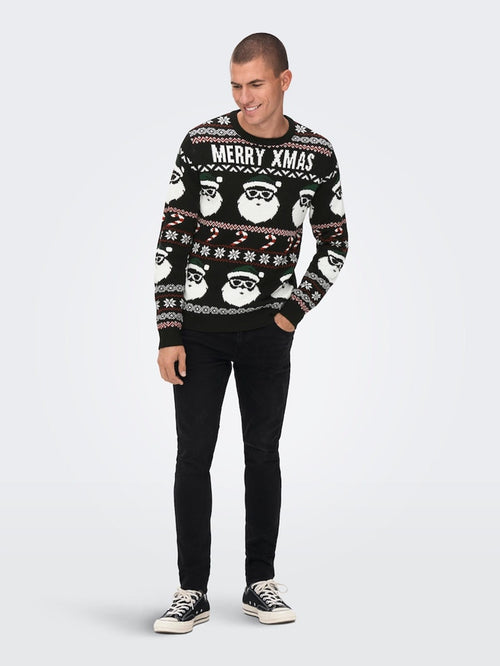 XMAS Santa Crewneck Knit - Svart - Only & Sons - Svart