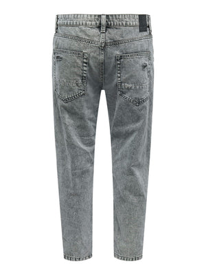 Avi Beam Crop Damage - Grey Denim - Only & Sons - Grå